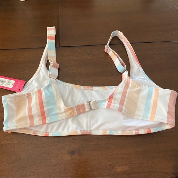 🌞Jr’s Scoop Neck Bralette Bikini Top Multi Stripe - Picture 4 of 7